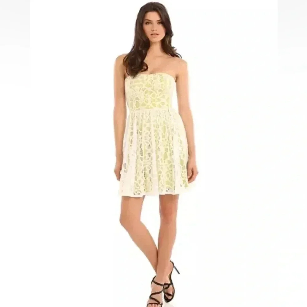 GUESS Elvie Crochet Lace Overlay Seamed Detail Dress Size 2 XS